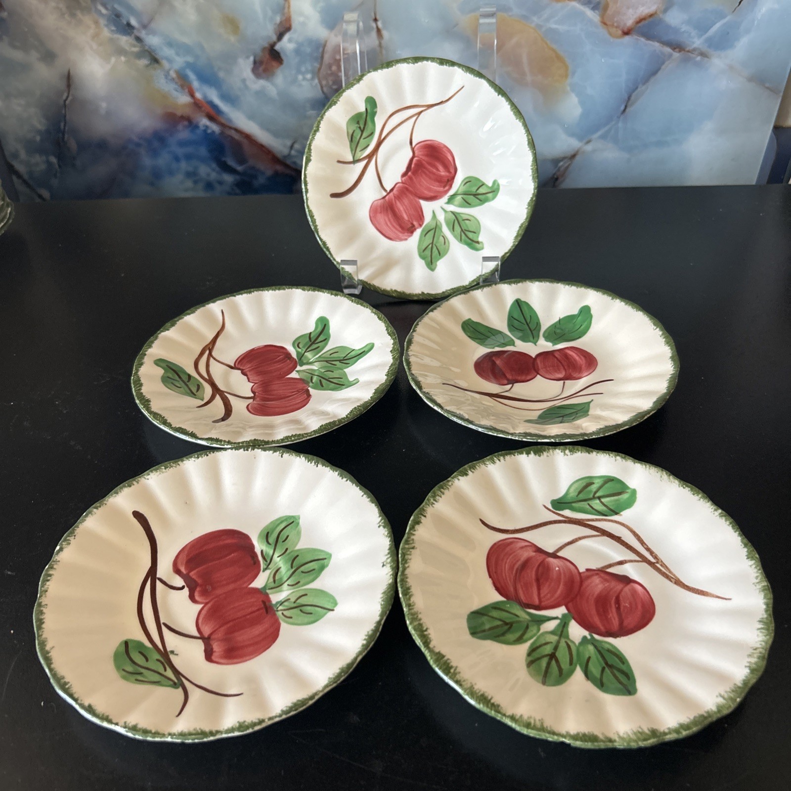FALL SPECIAL Blue Ridge Southern Potteries Big Apple Saucer, Set of 5, 5 7/8\
