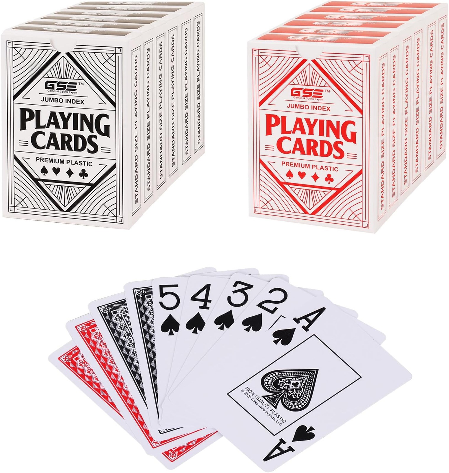 GSE Standard/Jumbo Index 100% Plastic Washable & Waterproof Playing Cards