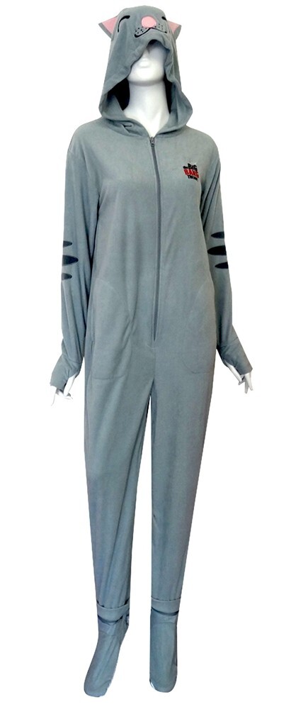 The Big Bang Theory Soft Kitty One Piece Pajama Cat Hood Fleece Adult Costume M 