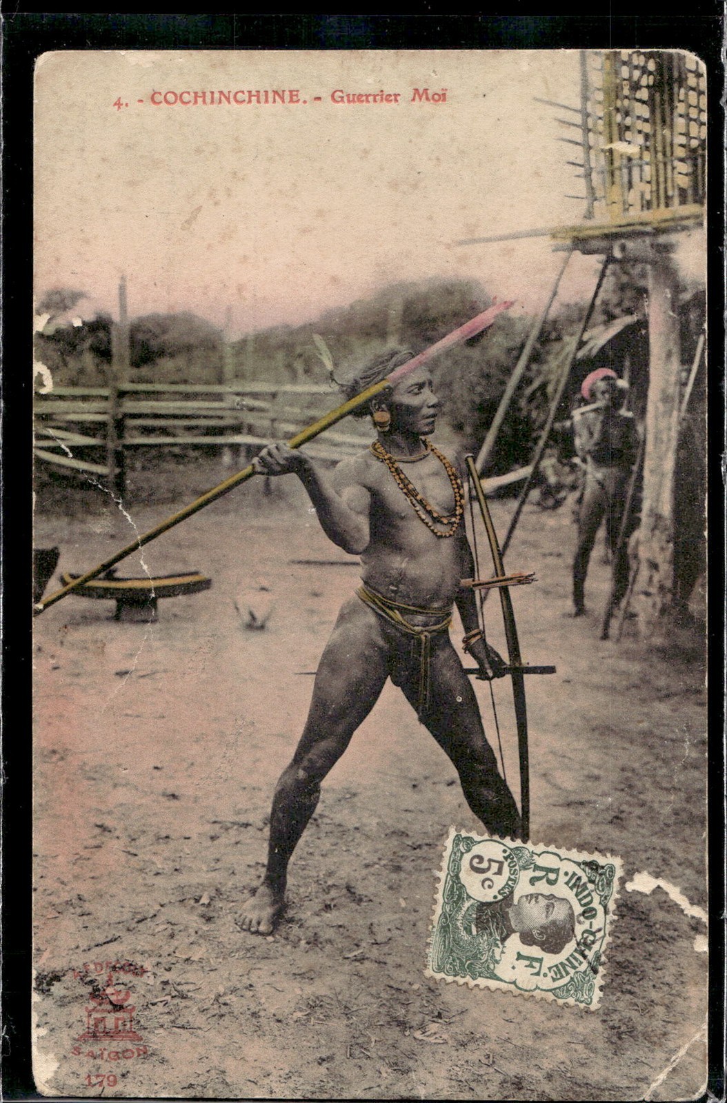 French Indochina Moi Warrior Spear 1910s PC