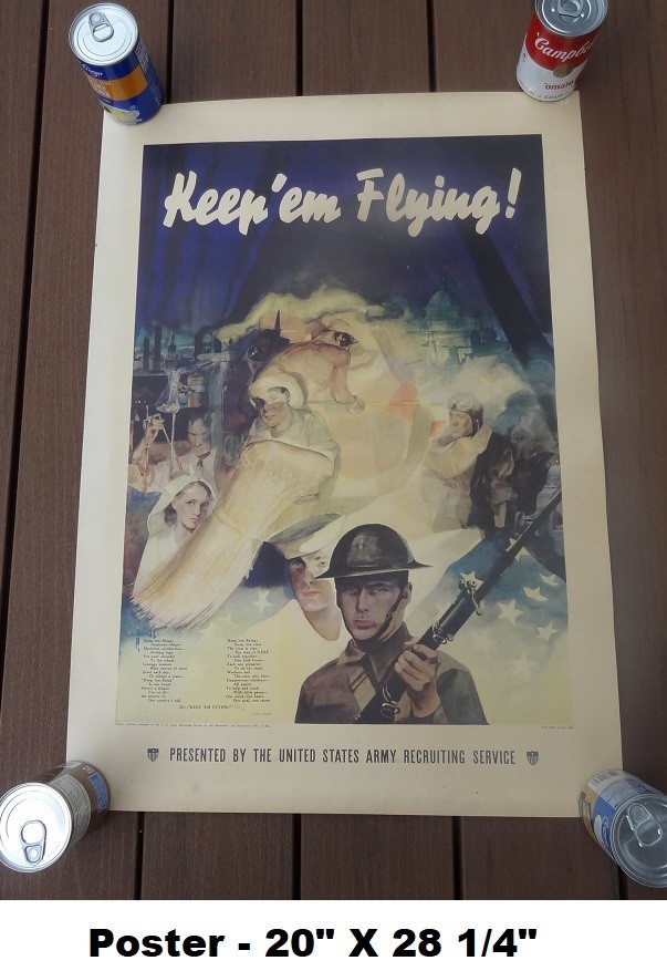1941 World War II Poster - ORIGINAL Keep 'Em Flying w/ Uncle Sam by C C Beall