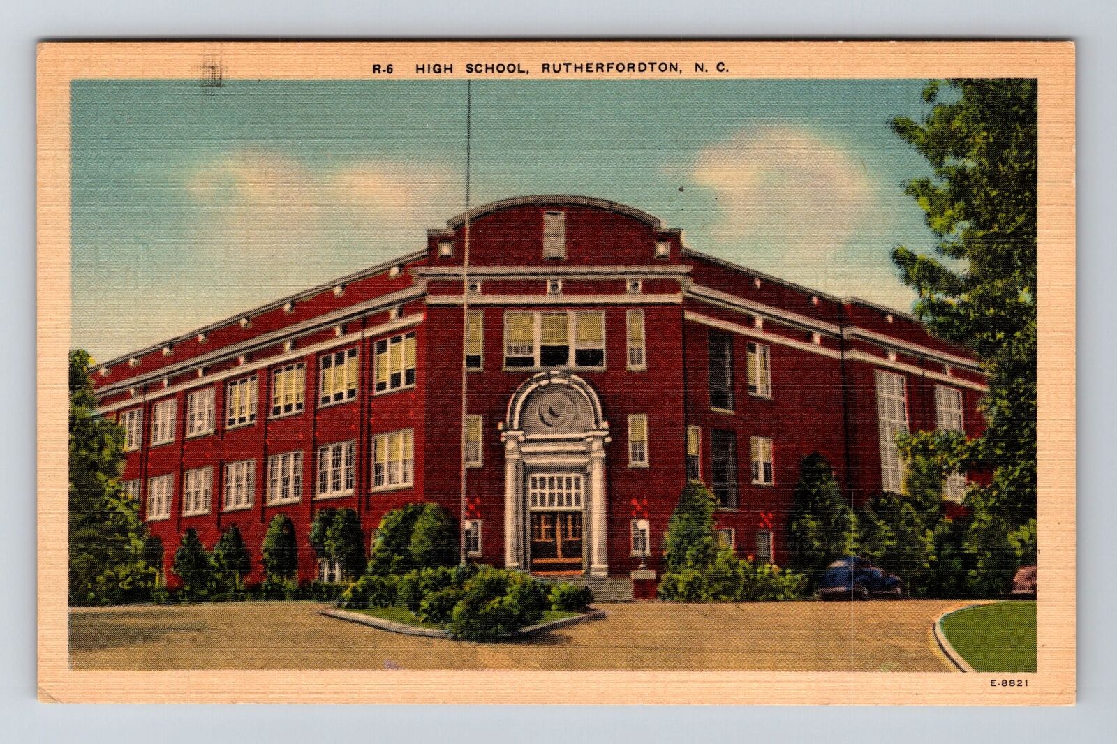 Rutherfordton NC-North Carolina, High School Vintage Souvenir Postcard