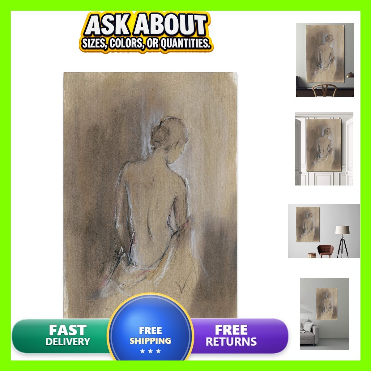 Contemporary Draped Figure II Gallery Wrapped Canvas Wall Art