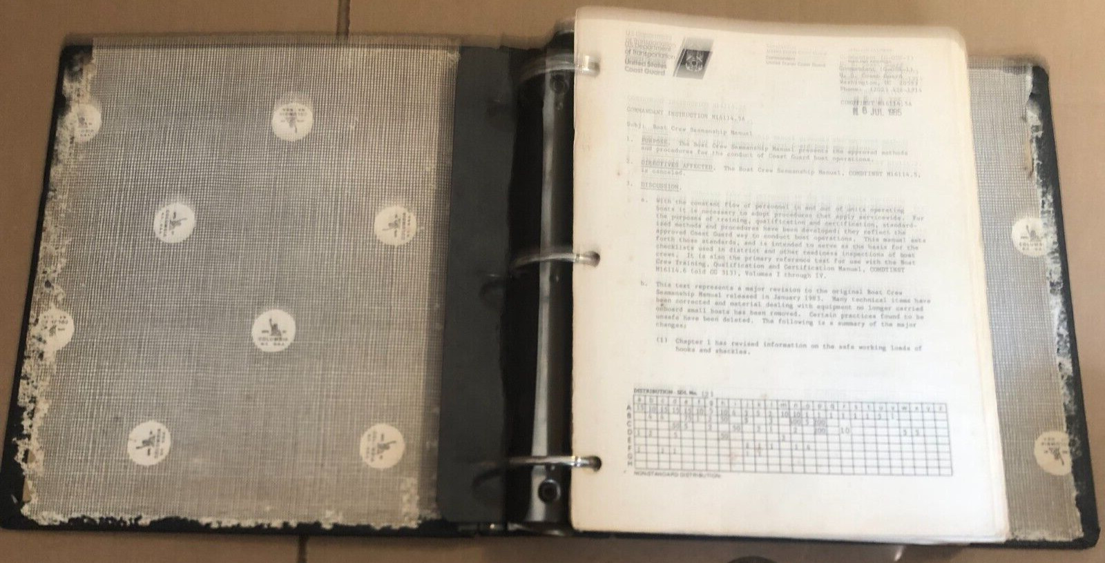 OFFICIAL VINTAGE 1985 USCG U.S. COAST GUARD BOAT CREW SEAMANSHIP MANUAL BINDER