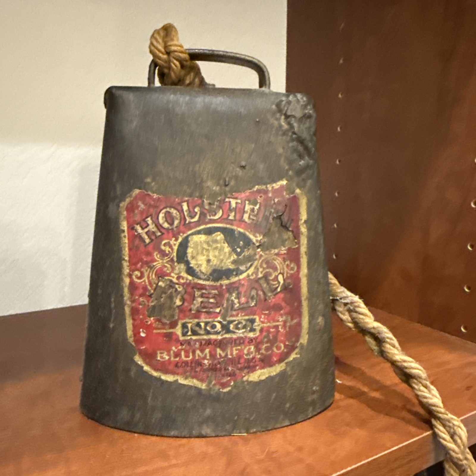 Vintage Antique Holstein Bell # 0 With Rope. Steel Bell With Working Striker