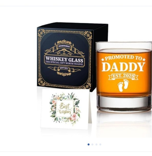 Promoted To Daddy 2025 Whiskey Glass – 11 oz Standard Rock
