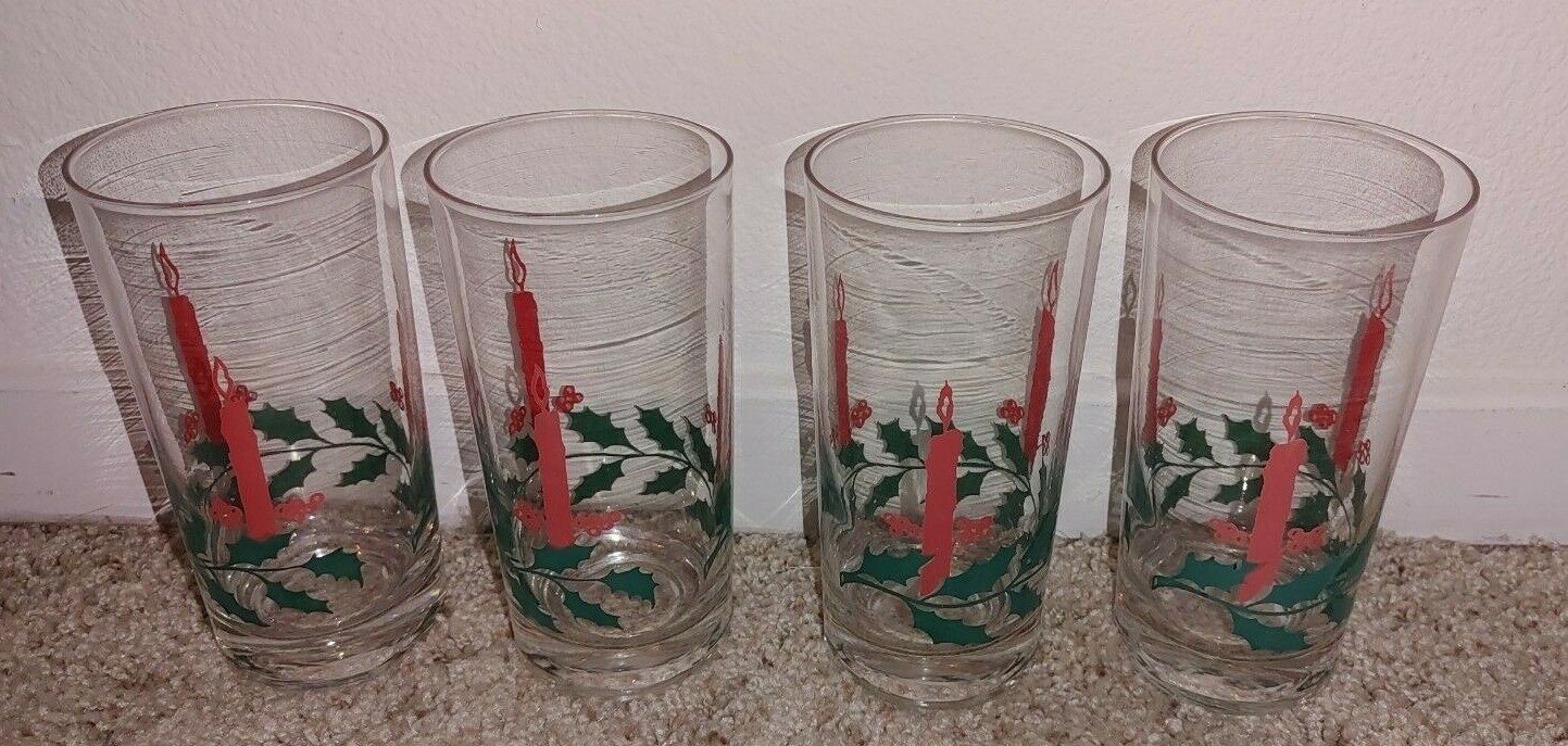 Vintage Mid Century Christmas Candle Holly 5½\