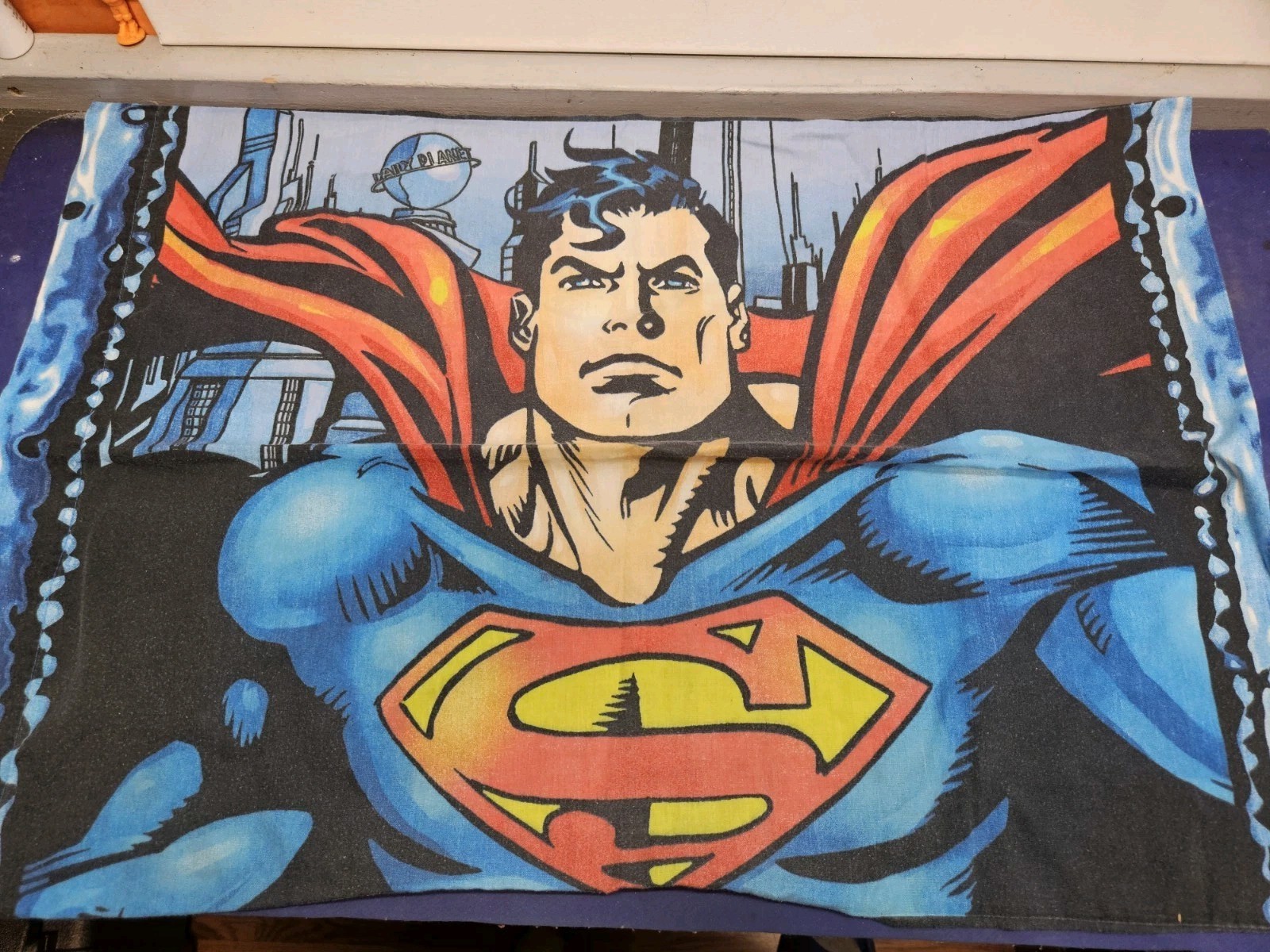 Vintage 1980s Superman Pillowcase DC Comics One Standard Size Daily Planet Metro