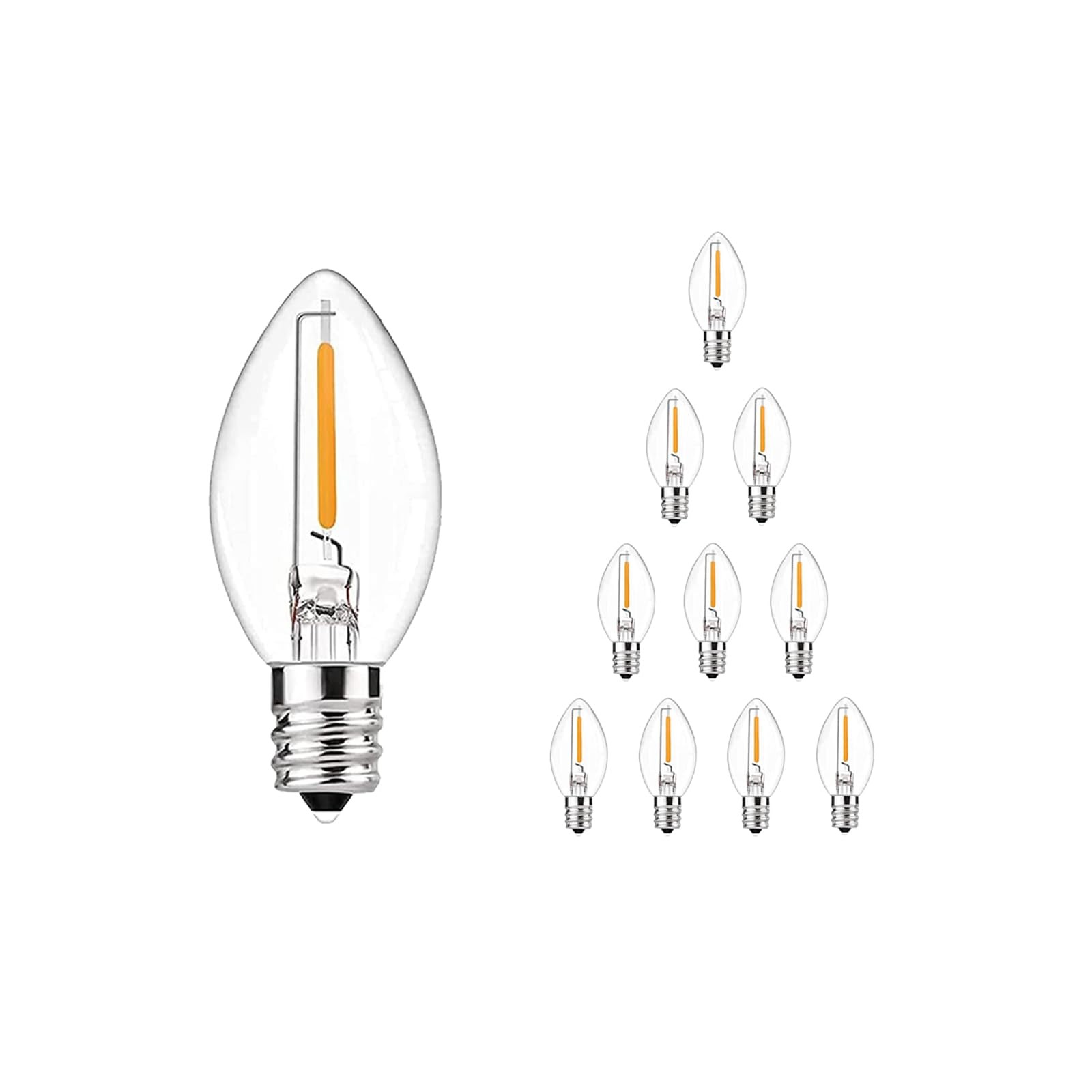 CHYParty 10PK C7 LED Replacement Bulbs, 0.6W Clear Warm White, 10 Bulbs