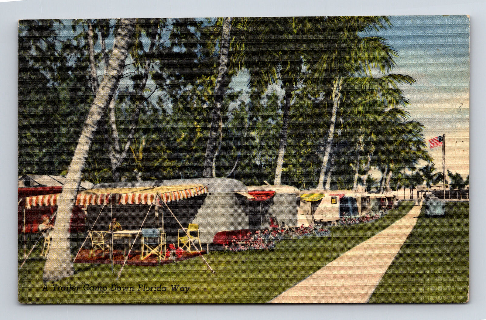 c1949 A Trailer Park Camp Down Florida Way Florida FL Roadside America Postcard