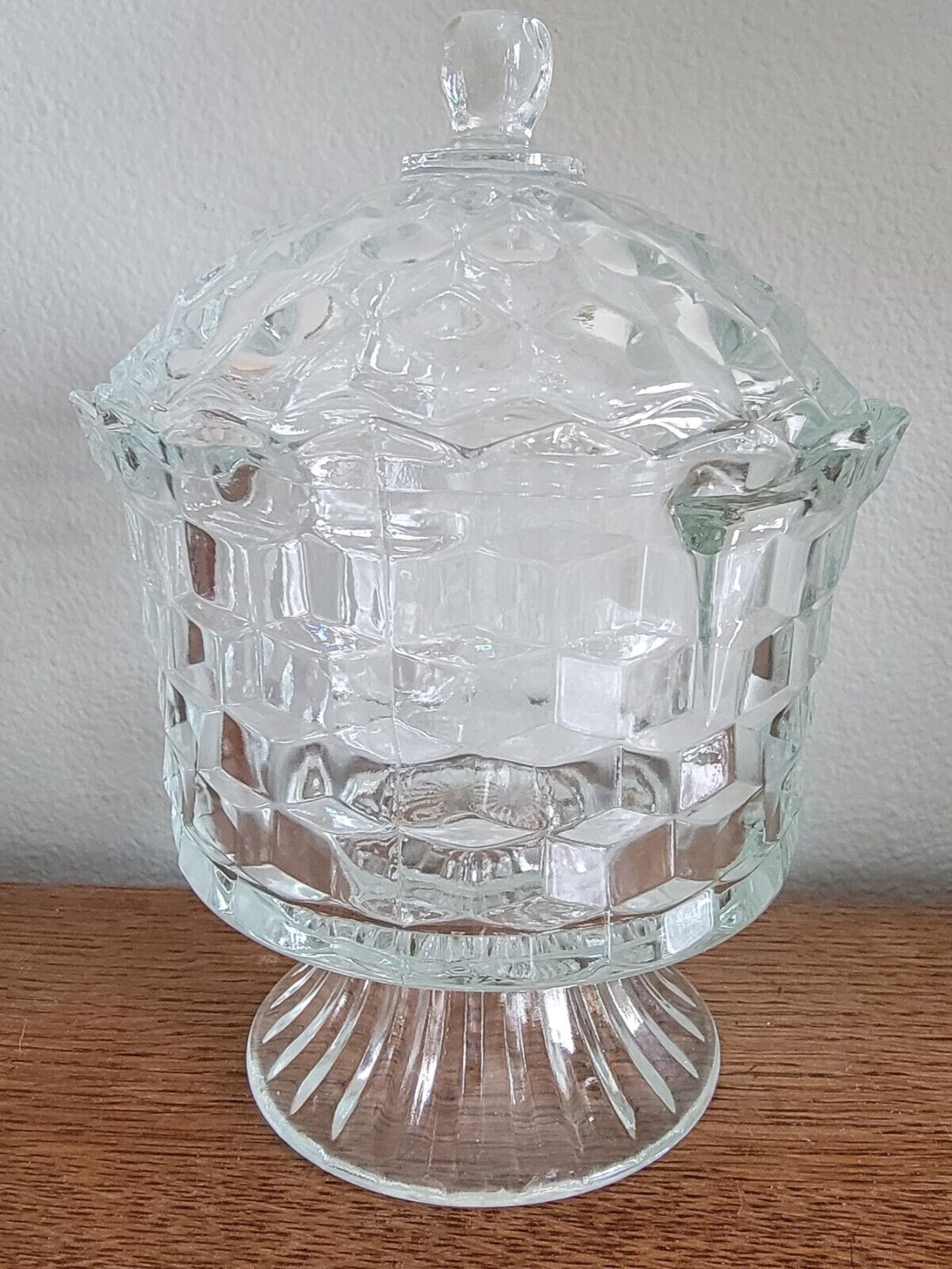 Indiana Glass Whitehall Colony Footed Covered Candy Dish Compote READ DESCRIPTIO