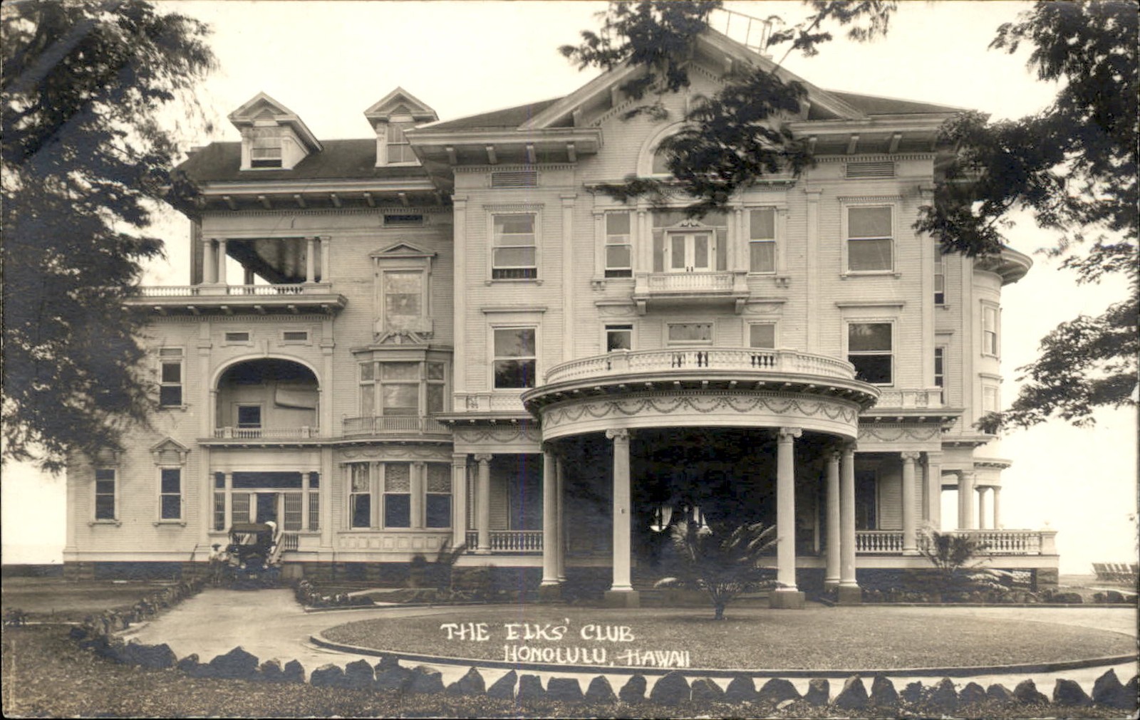 Honolulu Hawaii HI Elks Club c1900s-10s Real Photo Vintage Postcard bhn