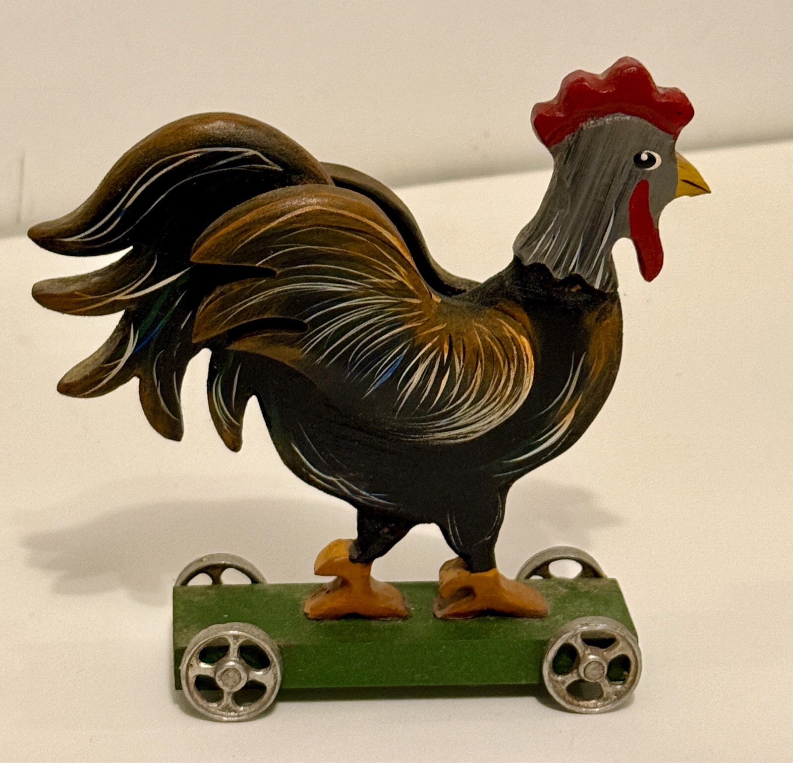 The Barnyard 3D Rooster Riding on Wagon Figurine Vintage ANDY GALL 1995 The Barnyard 3D Rooster Riding on Wagon Figurine Vintage ANDY GALL 1995