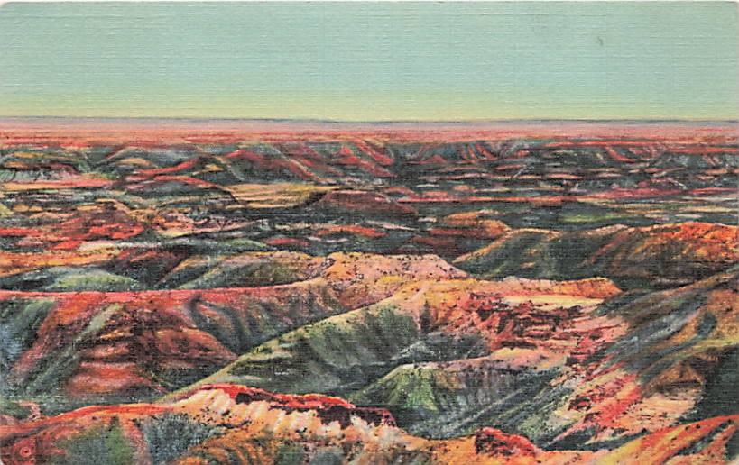 Postcard AZ: Painted Desert Panoramic View, Arizona Linen Postcard AZ: Painted Desert Panoramic View, Arizona Linen