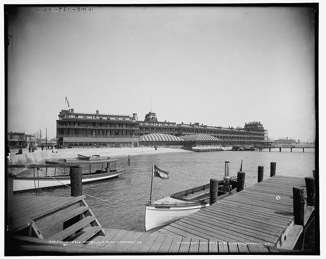 Photo:Old Point Comfort VA Hygeia Hotel 1900s Waterfront Pier Boats