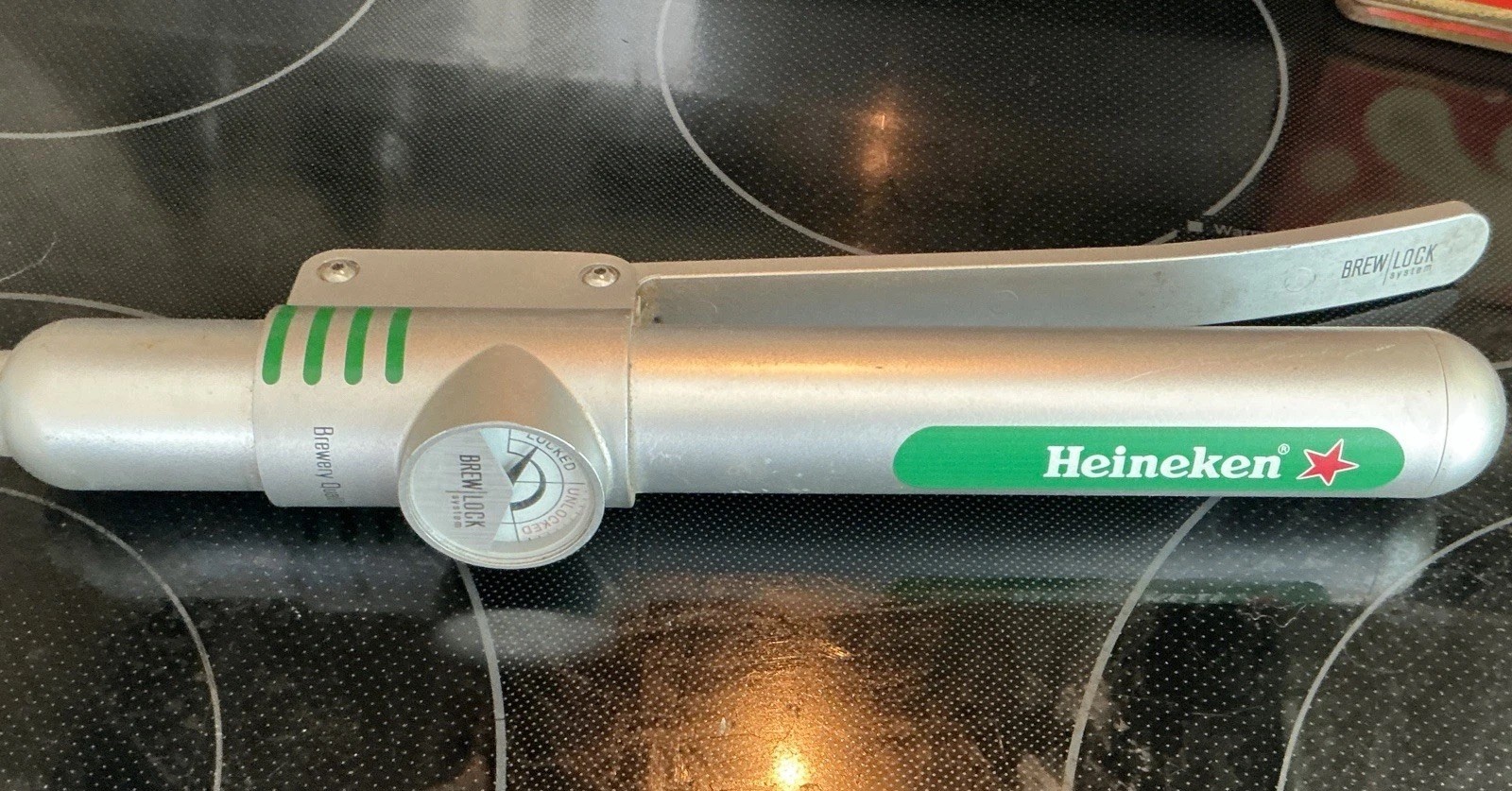 Vintage Heineken Beer Brew Lock System Tap Handle Pull Knob With Gauge SHIPS NOW