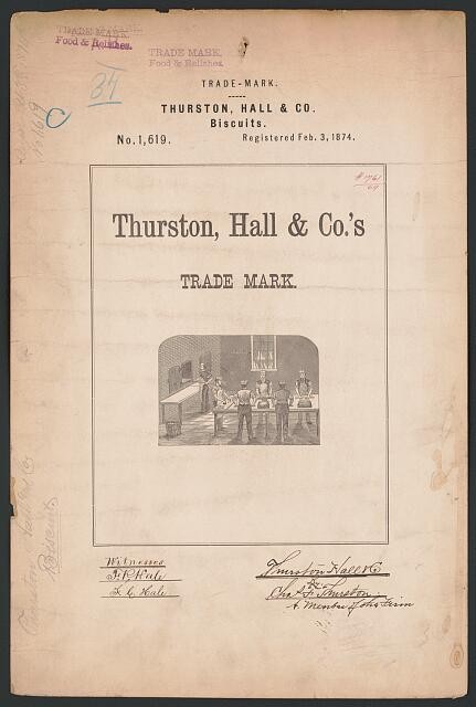 Photo:Thurston Hall Co Biscuits Trade Mark Registration 1874
