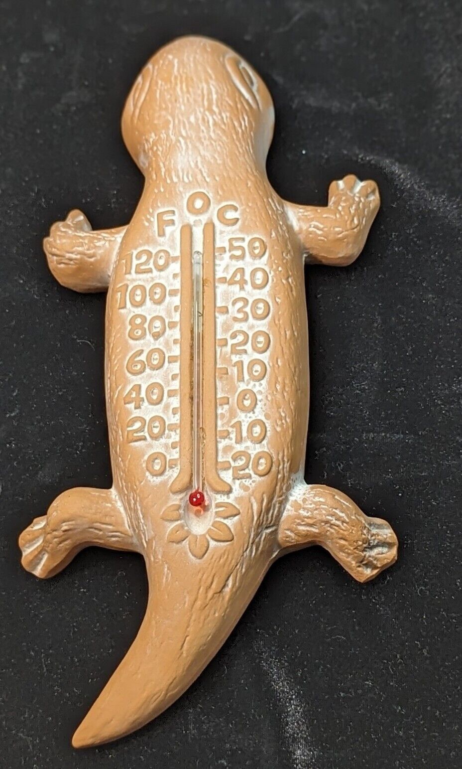 Vintage Handmade Clay Gecko Lizard Hanging Wall Thermometer  11\