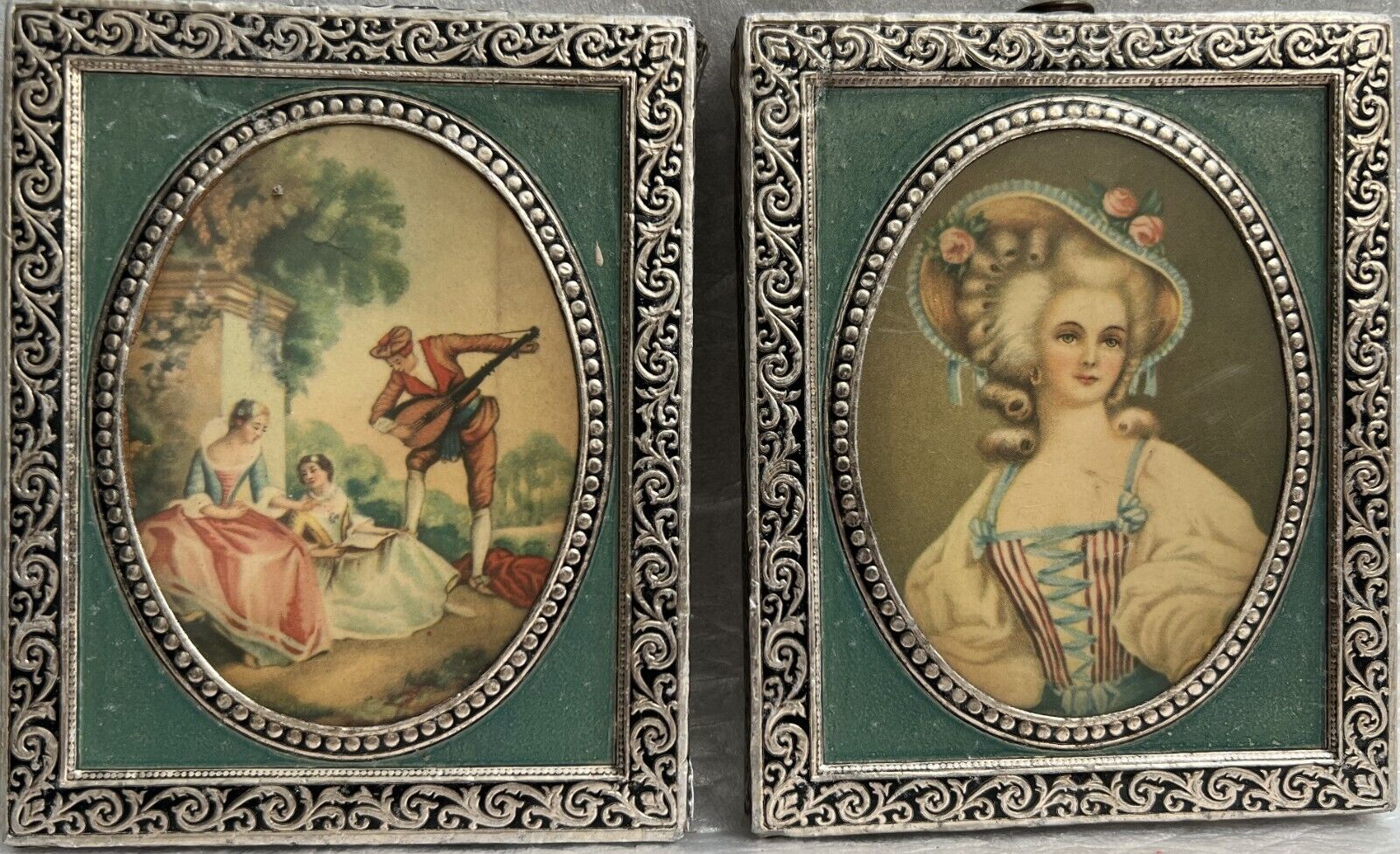 Pair of Antique Elaborate Art Nouveau Ornate Silver Frame France Victorian