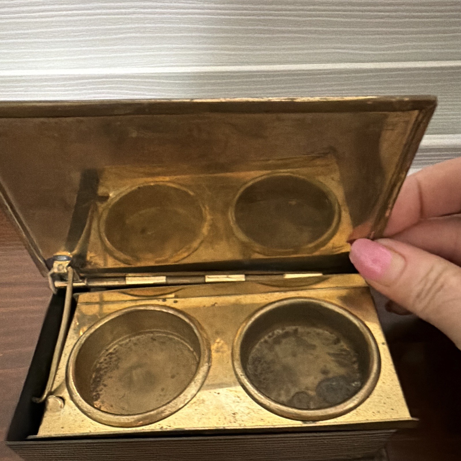 Antique copper ink wells 