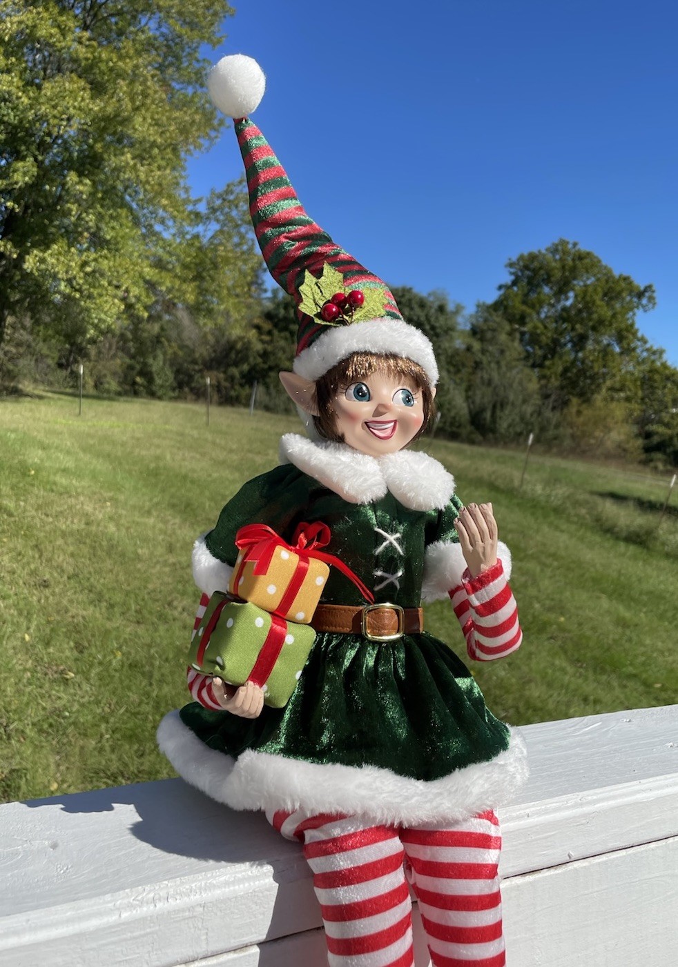 Rachel zoe Christmas elf doll figurine self sitter New