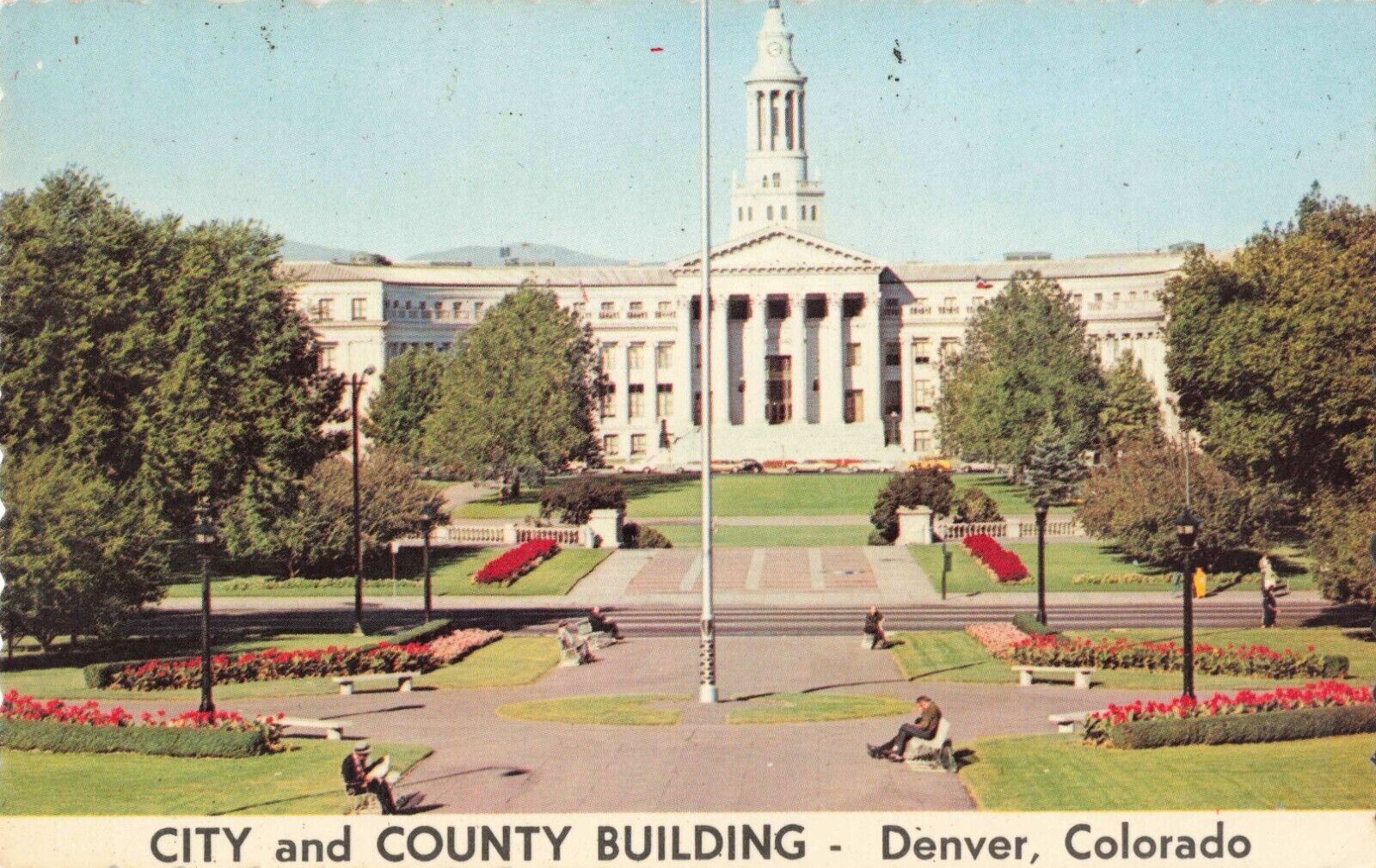 Denver CO, Civic Center, City & County Building, Vintage Scalloped Postcard