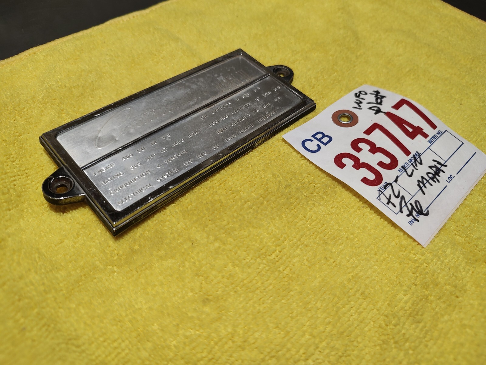 Lincoln Mark 1972-1976 Information Plate Original #33747-C6