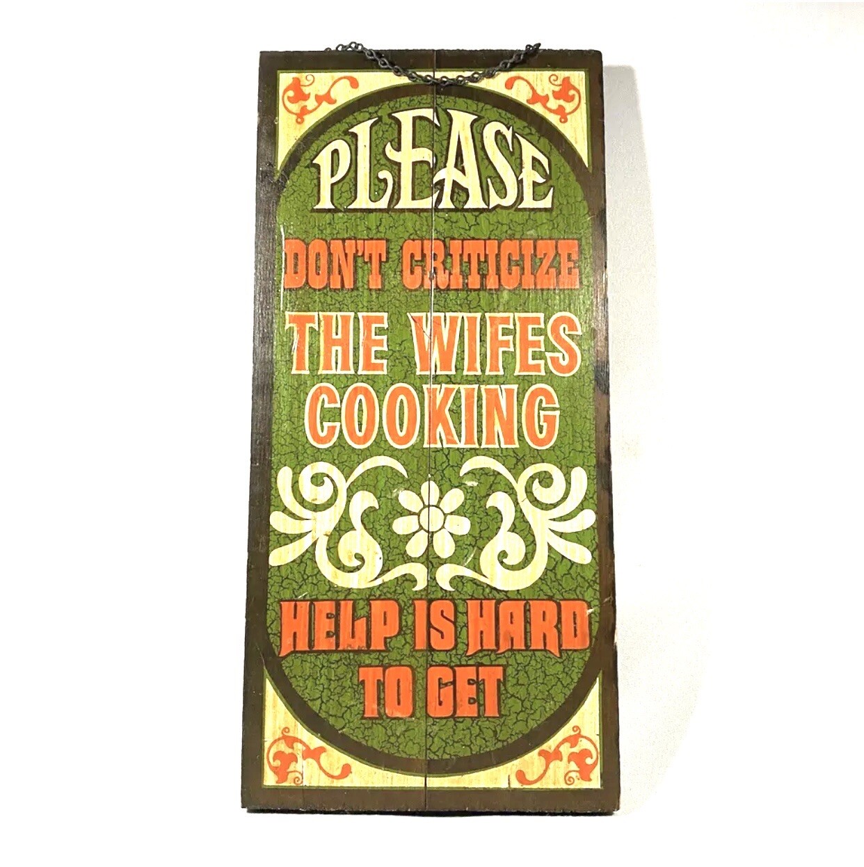 Vintage 1970s George Nathan Wood Humor Sign Bar Kitchen Wall Hanging Appx 15”x7”