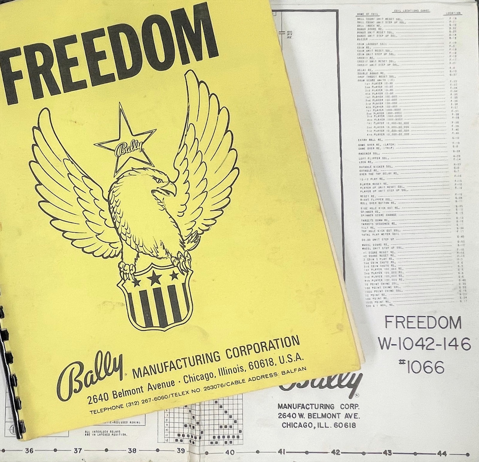 Bally Freedom Pinball Machine Game Manual Schematics ORIGINAL