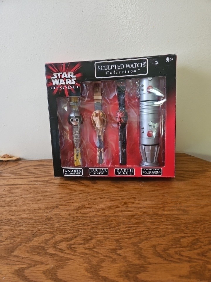 VINTAGE 1999 Star Wars Episode 1 3-Watch Collection with Lightsaber watch case 