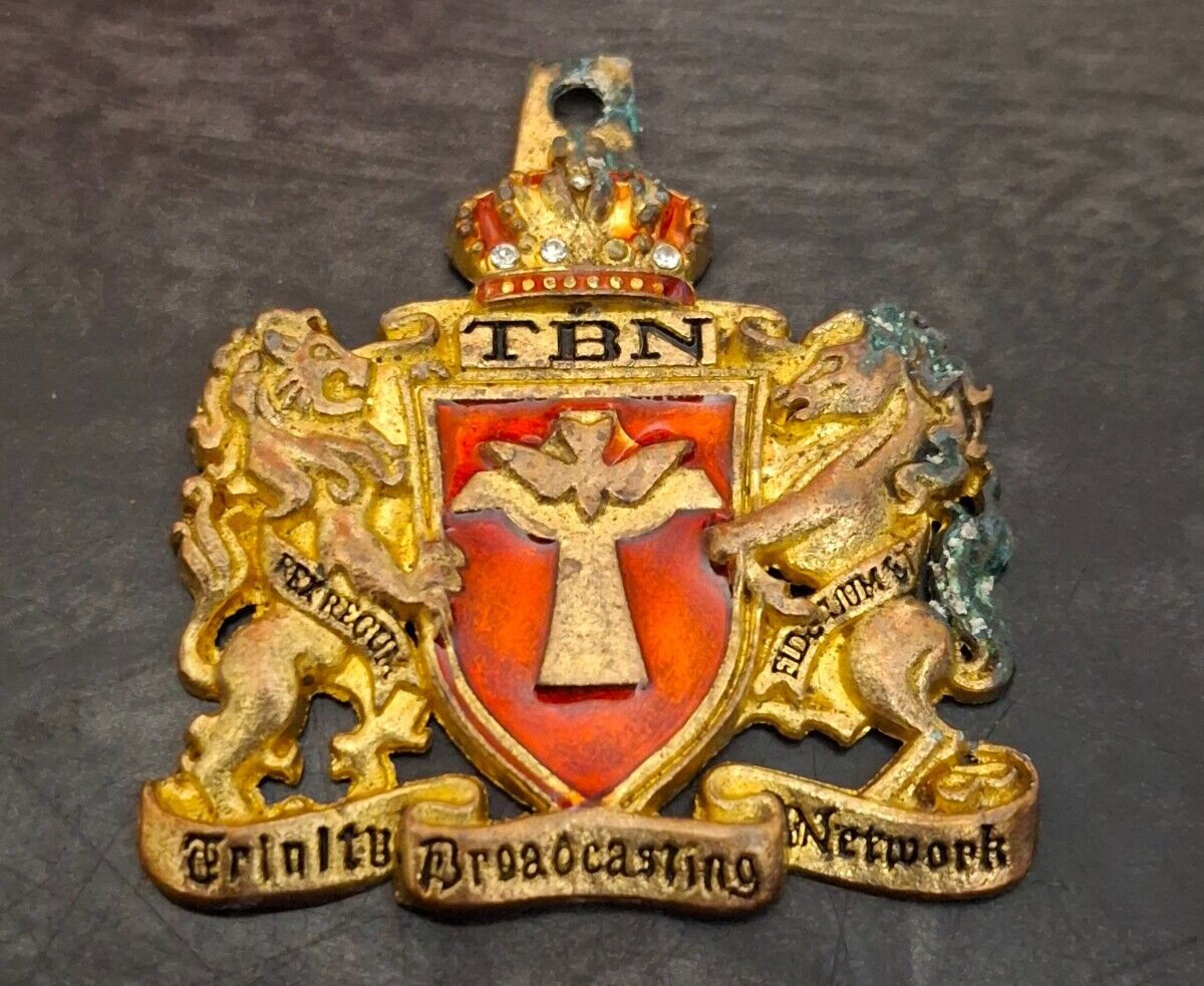 Vintage Trinity Broadcasting Network TBN Necklace Charm Keychain Pendant Prayer