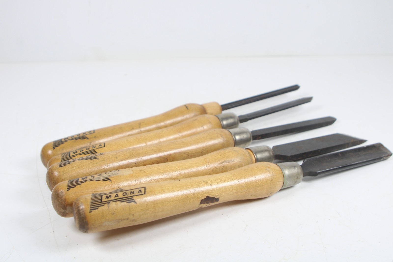 Lot (5) Vintage Magna Carpenters Lathe Turning Chisels Inv#CS44