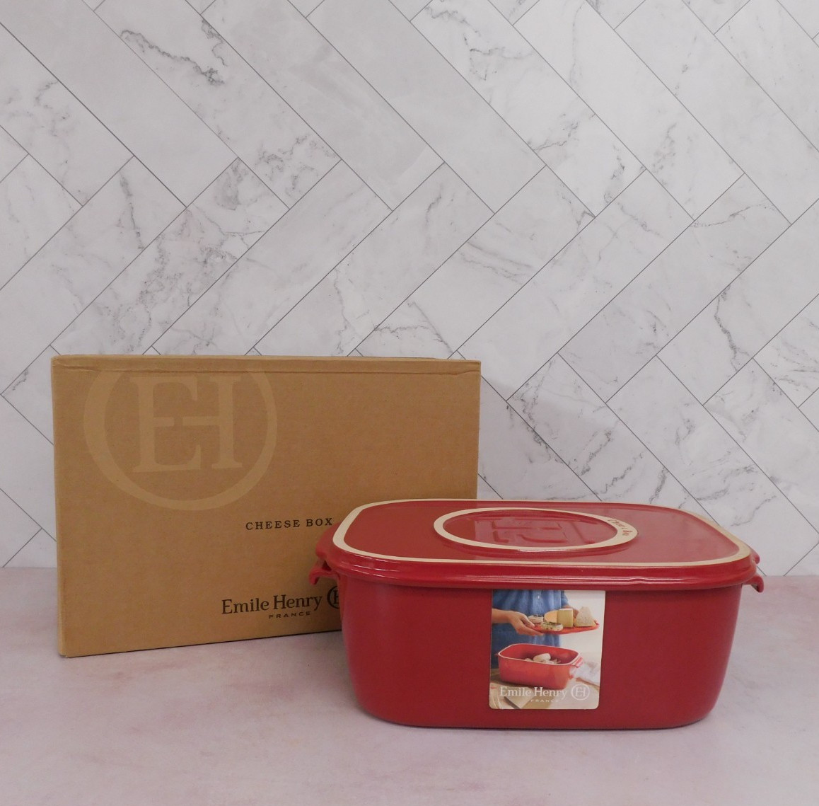 Emile Henry Ceramic Cheese Storage Box, Burgundy - New