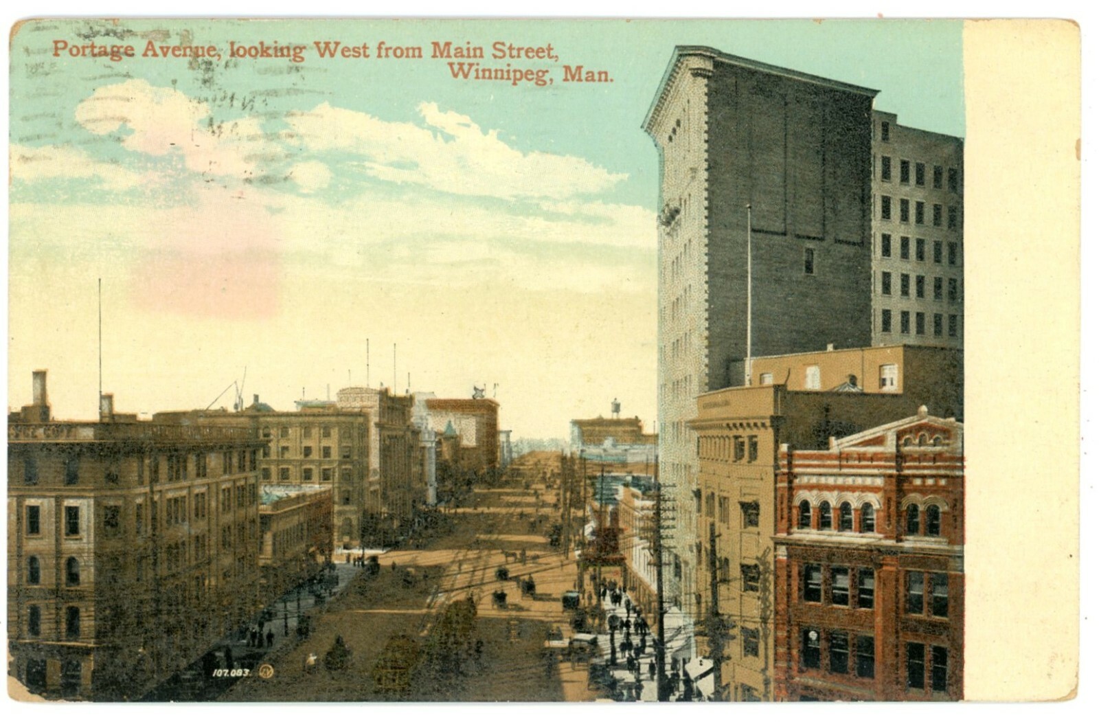 Winnipeg MB Portage Ave from Main St Divided Back Postcard 1913 Valentine & Sons Winnipeg MB Portage Ave from Main St Divided Back Postcard 1913 Valentine & Sons