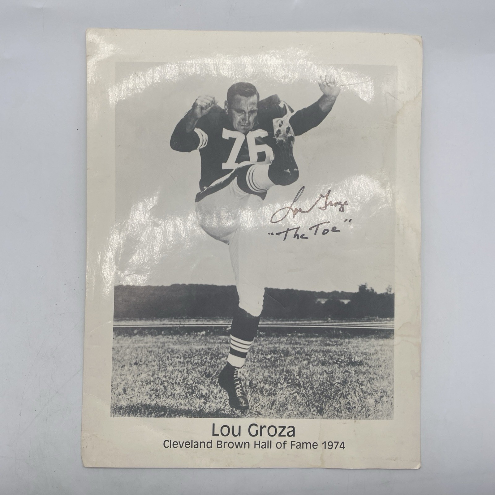 Lou Groza Signed Cleveland Browns The Toe Photo 8 x 10