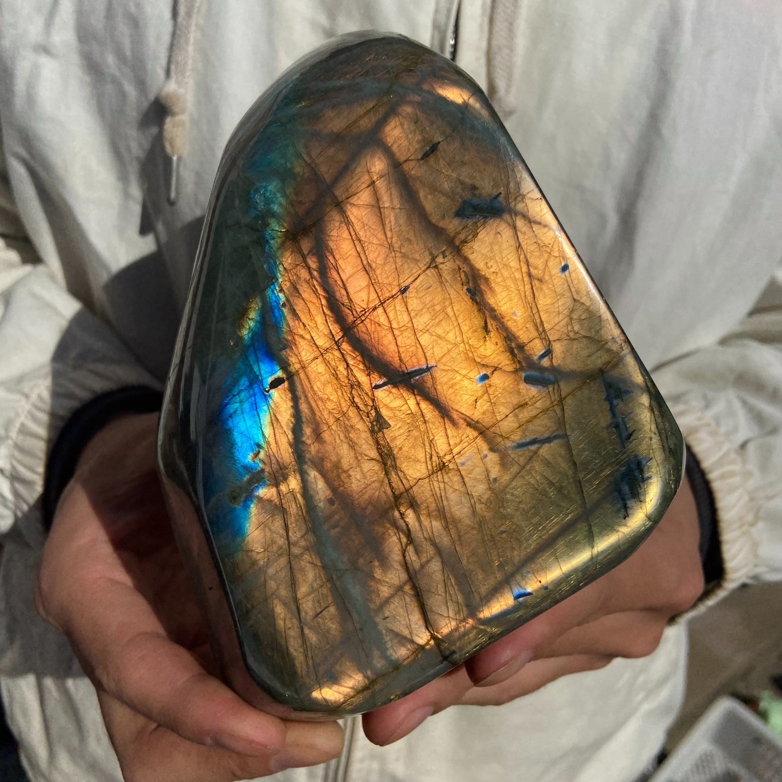 4.4lb Natural Flash Labradorite Quartz Crystal Freeform rough Mineral Healing