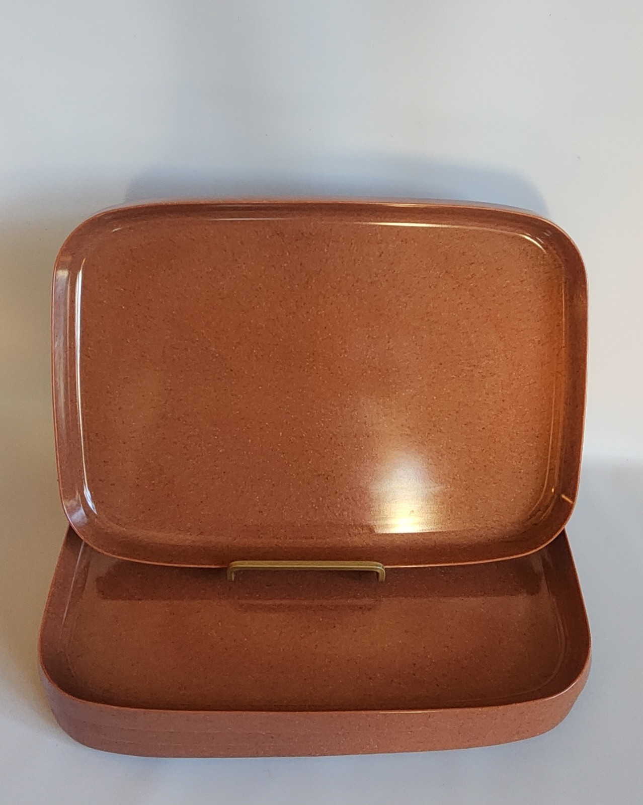 VTG Oblique Melamine Serving Tray By PMC Speckled Terracotta Set of 4 MCM