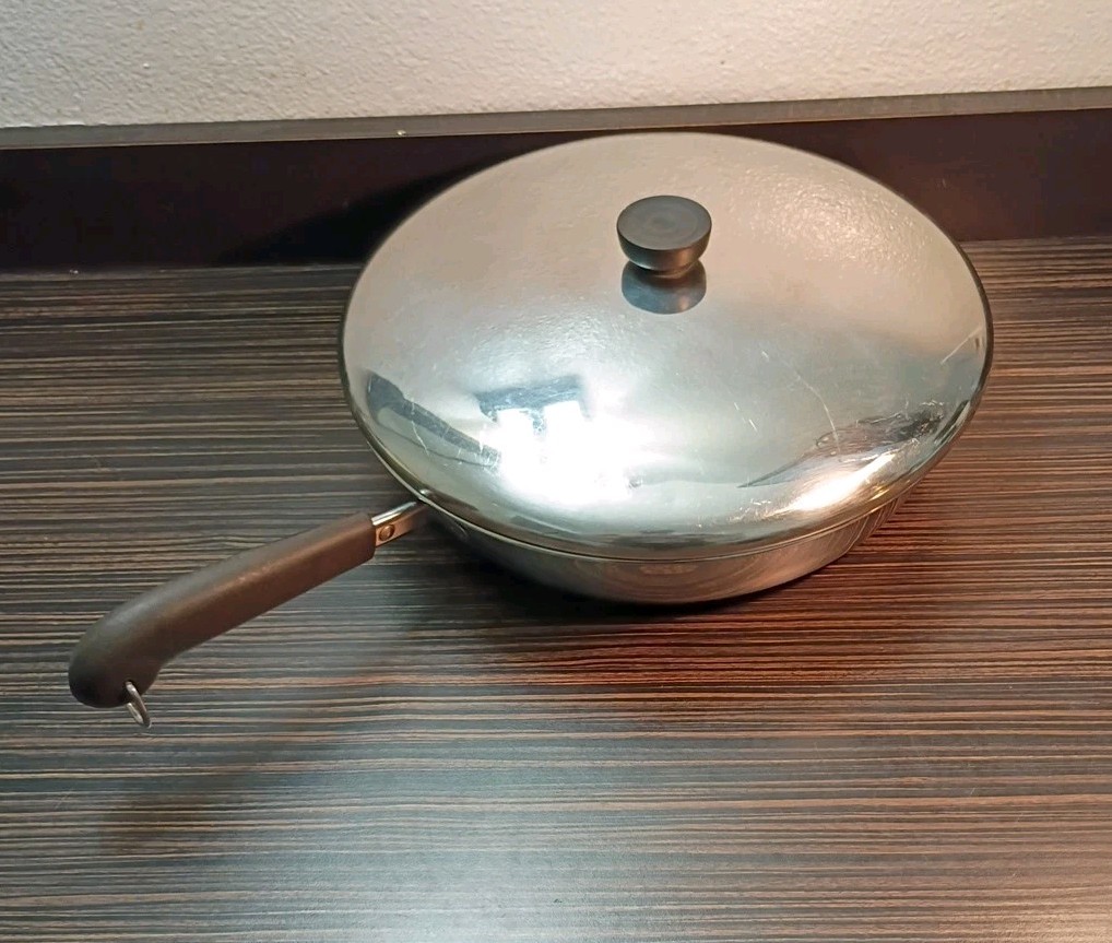 Vtg Revere Ware All Clad Stainless Steel 12” 93 M Clinton IL USA Fry Pan & Lid. Vtg Revere Ware All Clad Stainless Steel 12” 93 M Clinton IL USA Fry Pan & Lid.