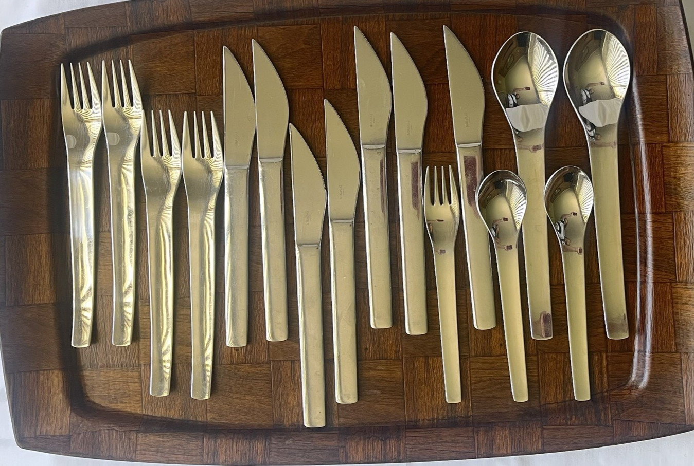 VTG Mid Century Modern Mikasa Profile Stainless Steel Flatware Korea 16 pc VTG Mid Century Modern Mikasa Profile Stainless Steel Flatware Korea 16 pc