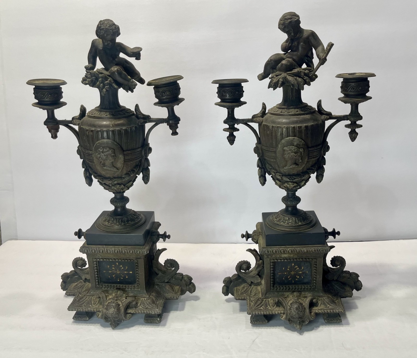 Pair of 19th Century French Gilt Metal Vase Form 14\