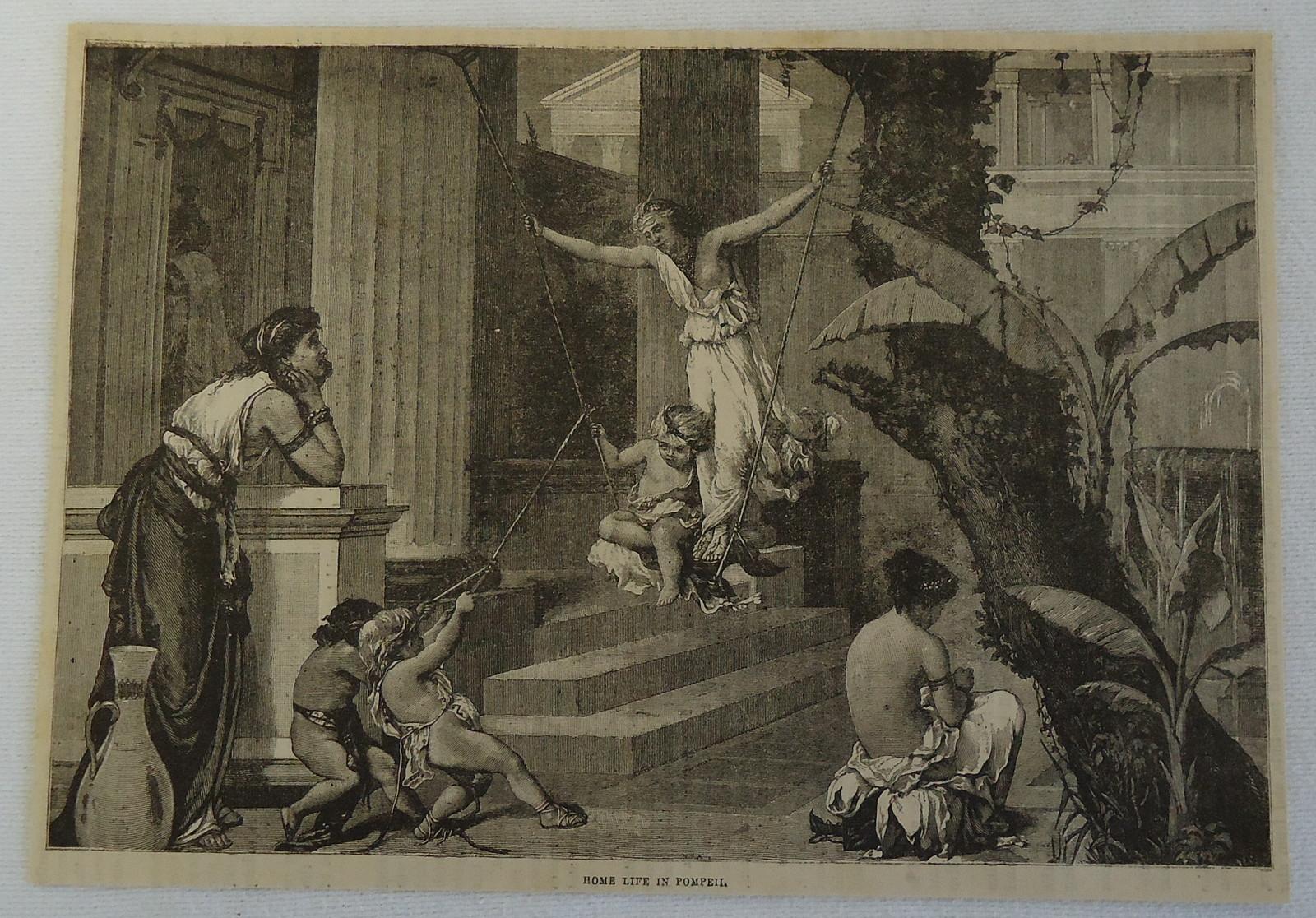 1882 magazine engraving ~ HOME LIFE IN POMPEII, Italy