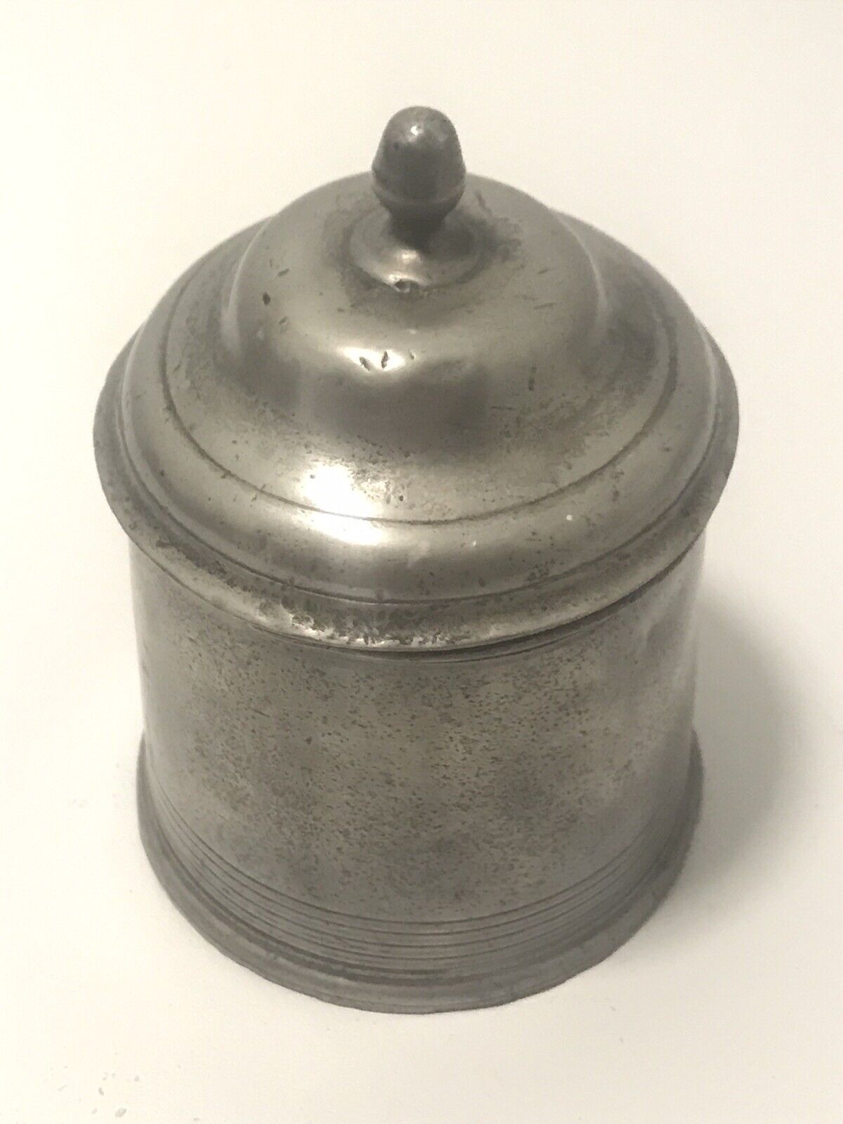 George The Third Pewter Tobacco Jar Humidor With Presser Antique C1800-1820