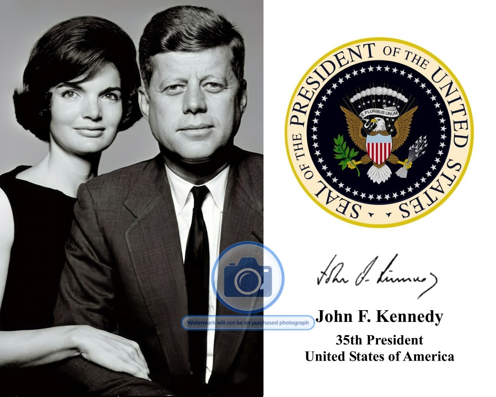 PRESIDENT JOHN F. KENNEDY JFK PRESIDENTIAL SEAL AUTOGRAPHED 8X10 PHOTOGRAPH PRESIDENT JOHN F. KENNEDY JFK PRESIDENTIAL SEAL AUTOGRAPHED 8X10 PHOTOGRAPH
