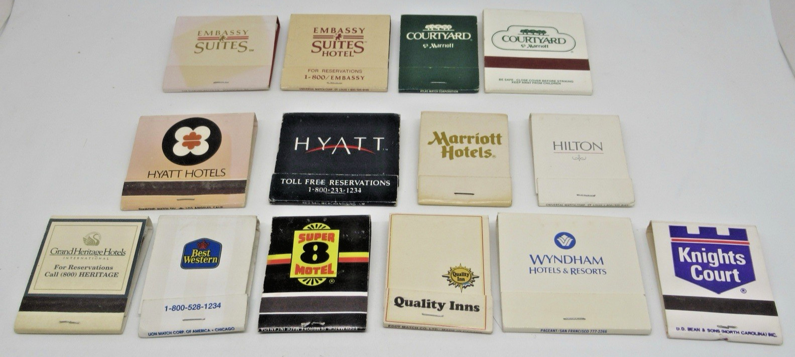 Hotel and Motel Various FULL Matchbook Lot of Fourteen (14)