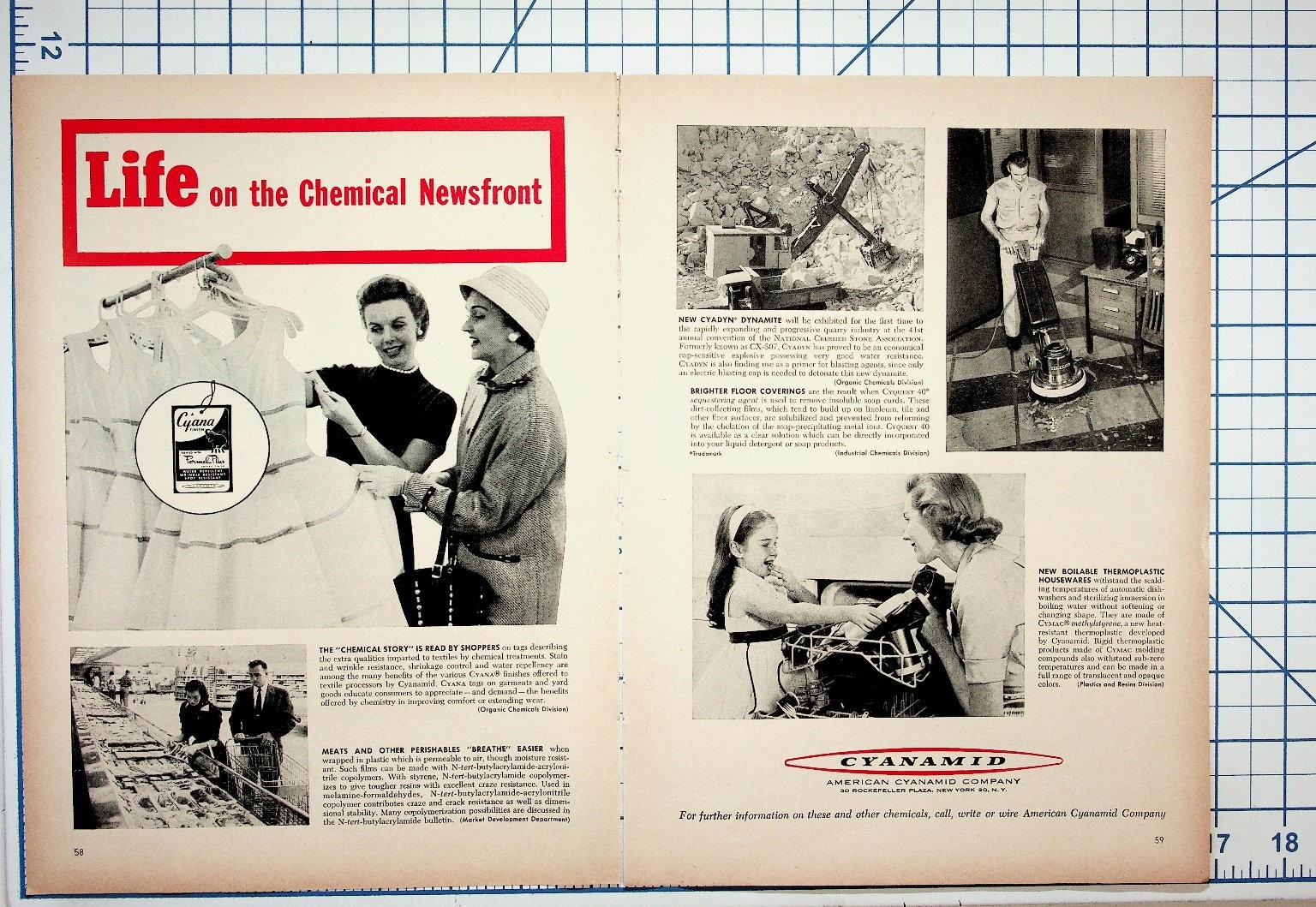 1950s American Cyanamid Magazine Ad Chemical Newsfront Cyana Dynamite Vintage 1950s American Cyanamid Magazine Ad Chemical Newsfront Cyana Dynamite Vintage