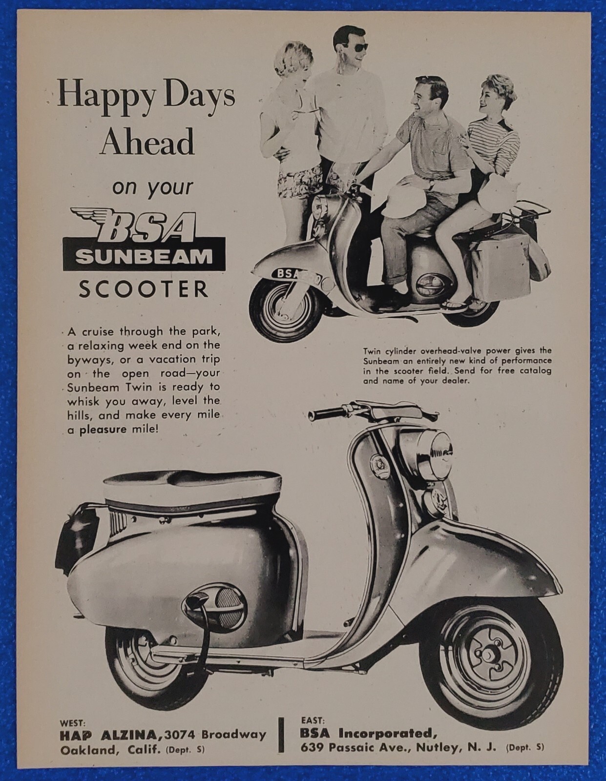 1959 VINTAGE BSA SUNBEAM TWIN SCOOTER \