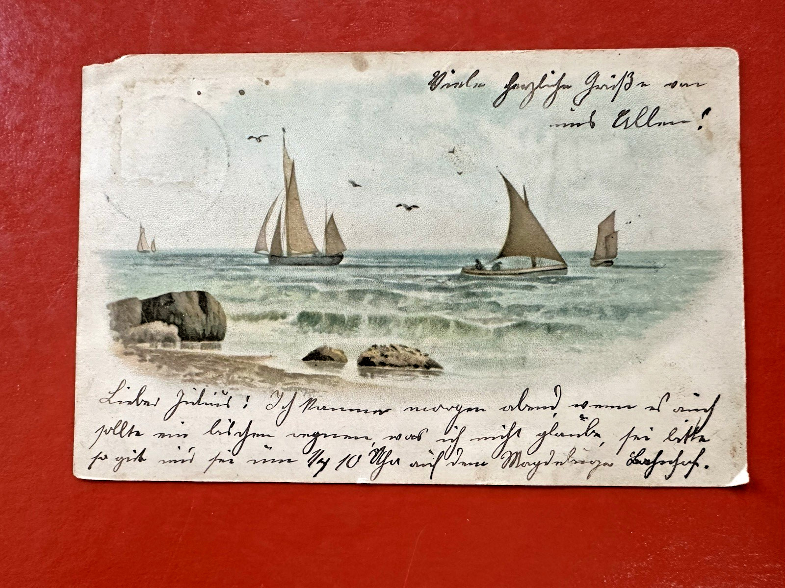 1899 BURG MAGDEBURG GERMANY ~Antique Postcard~ Sailboats On Water