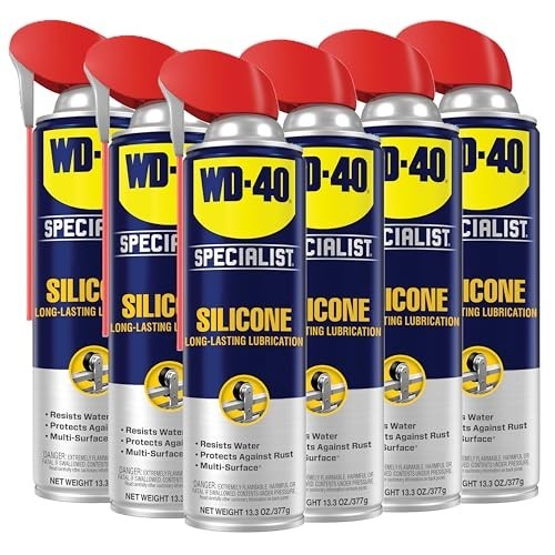 Silicone Lubricant Spray 6-Pack, 13.3 Oz Cans, Metal Rubber Plastic Use