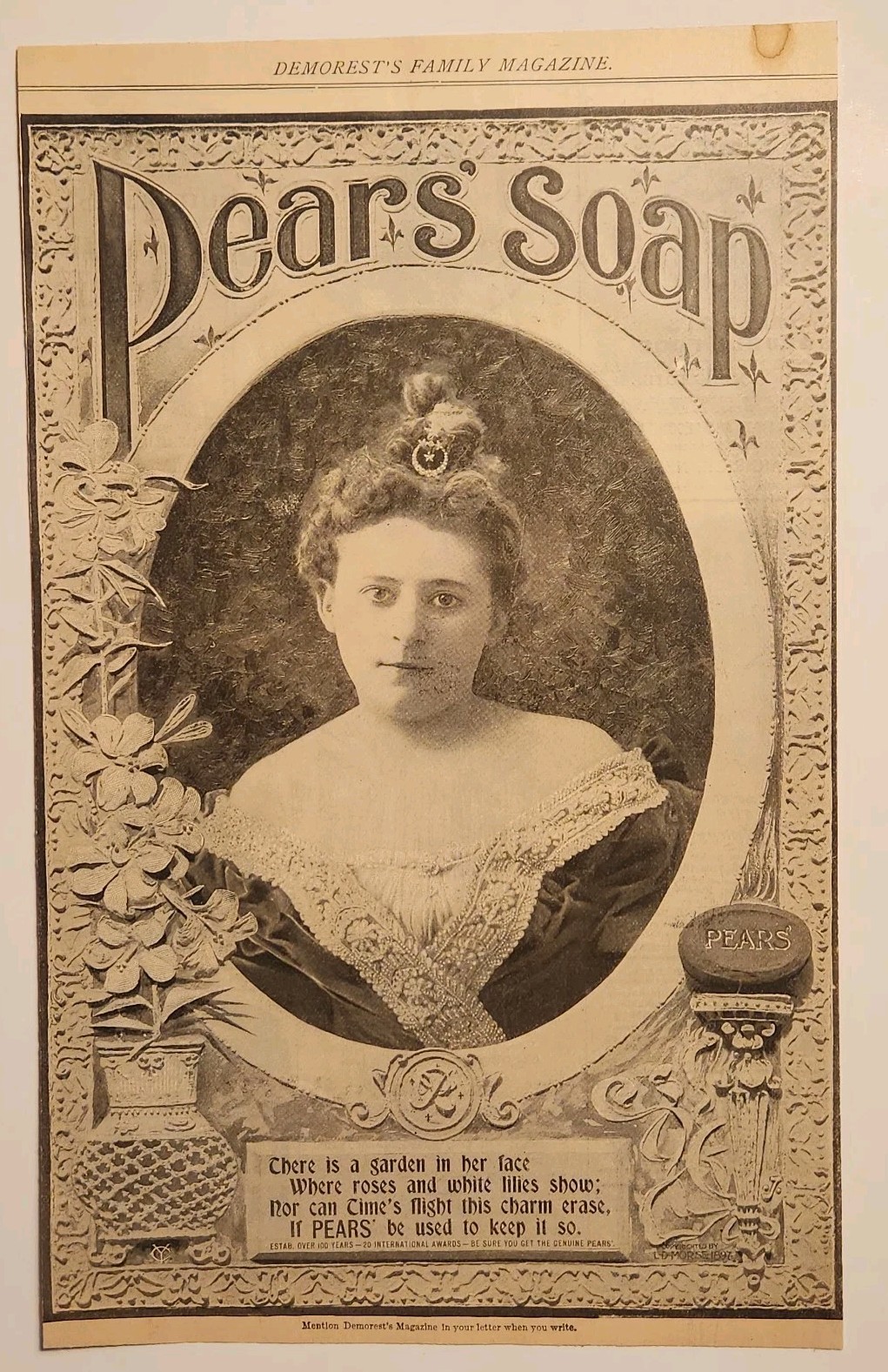 1897 Pears Soap Victorian Original Vintage Print Ad 1890s Copyright L.D. Morse