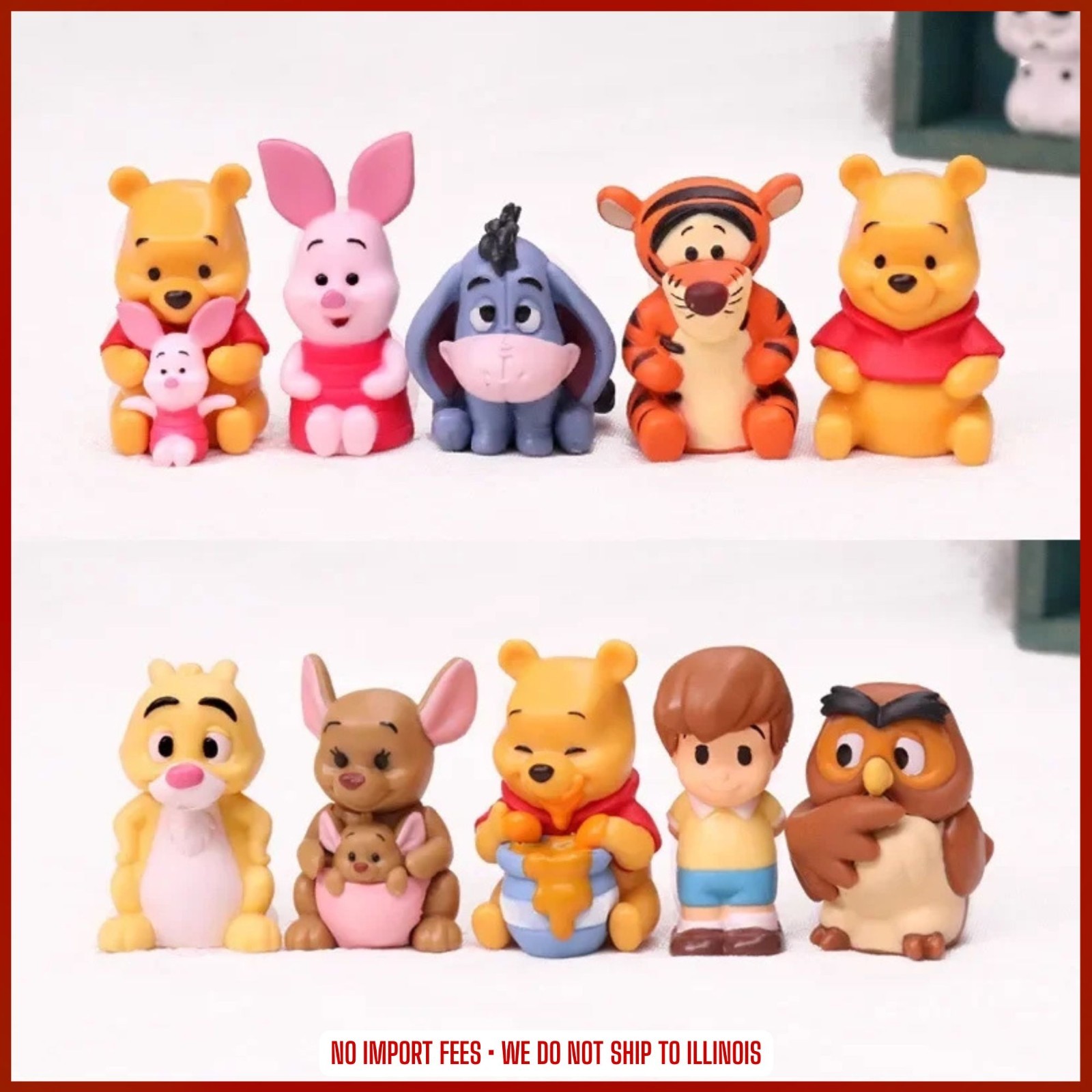 10pcs/set Cartoon Winnie The Pooh Action Figure Toy Pooh Bear Tigger Eeyore 